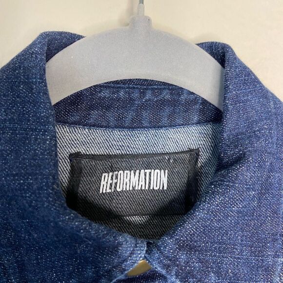 Reformation Hartley Mini Blue Dress Denim Size 0 - Picture 9 of 9